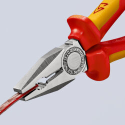 KNIPEX 03 06 200 Kombizange 200 mm VDE isoliert verchromt mit Mehrkomponenten-Hüllen