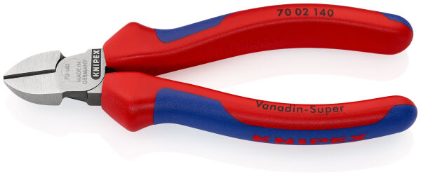 KNIPEX 70 02 140 Seitenschneider 140 mm schwarz atramentiert poliert mit Mehrkomponenten-Hüllen