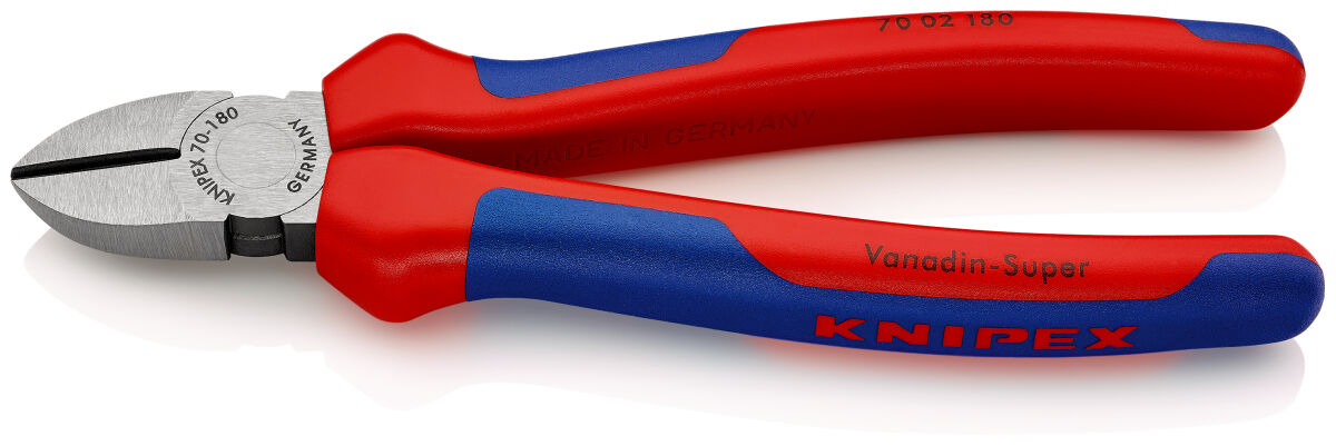 KNIPEX 70 02 180 Seitenschneider 180 mm schwarz atramentiert poliert mit Mehrkomponenten-Hüllen