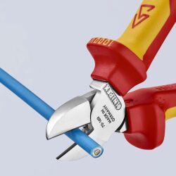KNIPEX 70 06 160 Seitenschneider 160 mm VDE isoliert verchromt mit Mehrkomponenten-Hüllen