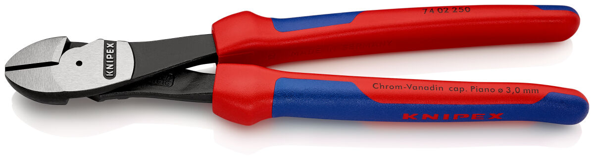 KNIPEX 74 02 250 Kraft-Seitenschneider 250 mm schwarz atramentiert poliert mit Mehrkomponenten-Hüllen