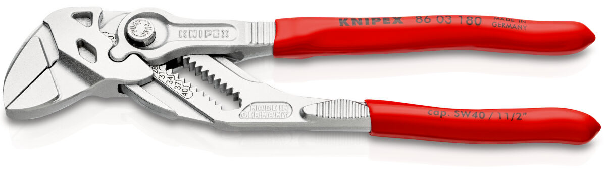 KNIPEX 86 03 180 Zangenschlüssel 180 mm verchromt Zange und Schraubenschlüssel in einem Werkzeug
