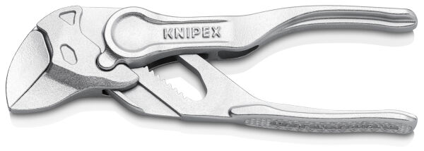 KNIPEX 86 04 100 Zangenschlüssel XS 100 mm verchromt Zange und Schraubenschlüssel in einem Werkzeug aufgeprägte raue Oberfläche