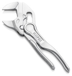 KNIPEX 86 04 100 Zangenschlüssel XS 100 mm verchromt Zange und Schraubenschlüssel in einem Werkzeug aufgeprägte raue Oberfläche