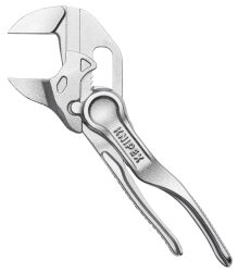 KNIPEX 86 04 100 Zangenschlüssel XS 100 mm verchromt Zange und Schraubenschlüssel in einem Werkzeug aufgeprägte raue Oberfläche