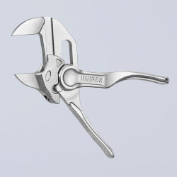 KNIPEX 86 04 100 Zangenschlüssel XS 100 mm verchromt Zange und Schraubenschlüssel in einem Werkzeug aufgeprägte raue Oberfläche