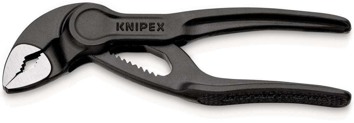 KNIPEX 87 00 100 Cobra® XS Wasserpumpenzange 100 mm aufgeprägte raue Oberfläche grau atramentiert poliert