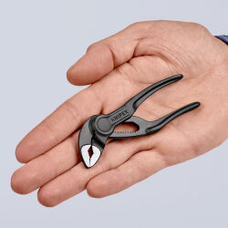 KNIPEX 87 00 100 BK Cobra® XS Rohr- und Wasserpumpenzange 100 mm aufgeprägte, raue Oberfläche grau atramentiert poliert