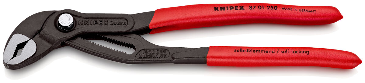 KNIPEX 87 01 250 Cobra® Hightech Wasserpumpenzange 250 mm poliert mit rutschhemmendem Kunststoff überzogen grau atramentiert
