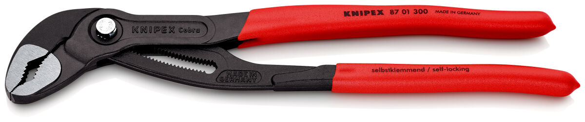 KNIPEX 87 01 300 Cobra® Hightech Wasserpumpenzange 300 mm poliert mit rutschhemmendem Kunststoff überzogen grau atramentiert