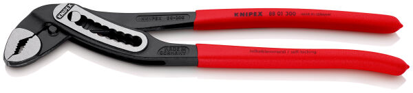 KNIPEX 88 01 300 Alligator® Wasserpumpenzange 300 mm mit rutschhemmendem Kunststoff überzogen schwarz atramentiert poliert
