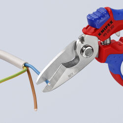 KNIPEX 95 05 20 SB Gewinkelte Elektrikerschere 160 mm mit Mehrkomponenten-Hüllen glasfaserverstärkt