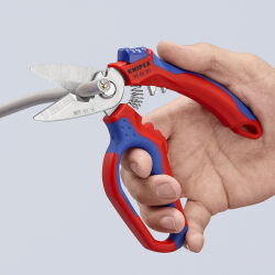 KNIPEX 95 05 20 SB Gewinkelte Elektrikerschere 160 mm mit Mehrkomponenten-Hüllen glasfaserverstärkt