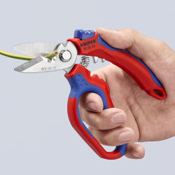 KNIPEX 95 05 20 SB Gewinkelte Elektrikerschere 160 mm mit Mehrkomponenten-Hüllen glasfaserverstärkt