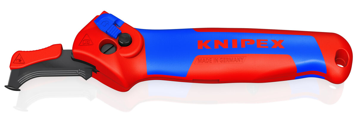 KNIPEX 16 50 145 SB Abmantelungsmesser bis 7 mm Mantelstärke mit Gleitschuh und Ratschenfunktion
