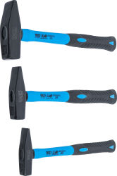 3 x Schlosserhammer Set 300g 500g 800g mit Fiberglasstiel DIN 1041