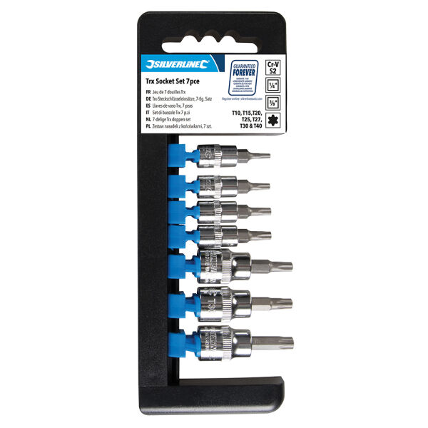 Steckschlüsseleinsätze T10–T40 Satz 1/4-Zoll- und 3/8-Zoll-Antrieb 7-tlg.