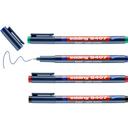 edding 8407 4 x Kabelmarker Schwarz Rot Blau Grün Set