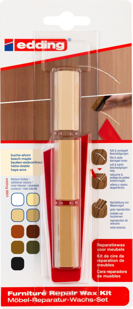 edding 8901 3 x Möbel-Reparatur-Wachs Farbe buche-ahorn Set