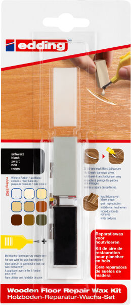 edding 8902 3 x Holzboden-Reparatur-Wachs Farbe schwarz Set