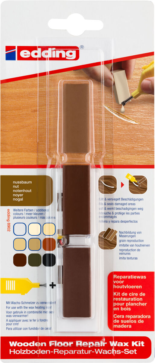 edding 8902 3 x Holzboden-Reparatur-Wachs Farbe nussbaum Set