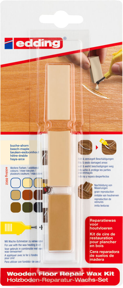 edding 8902 3 x Holzboden-Reparatur-Wachs Farbe buche-ahorn Set