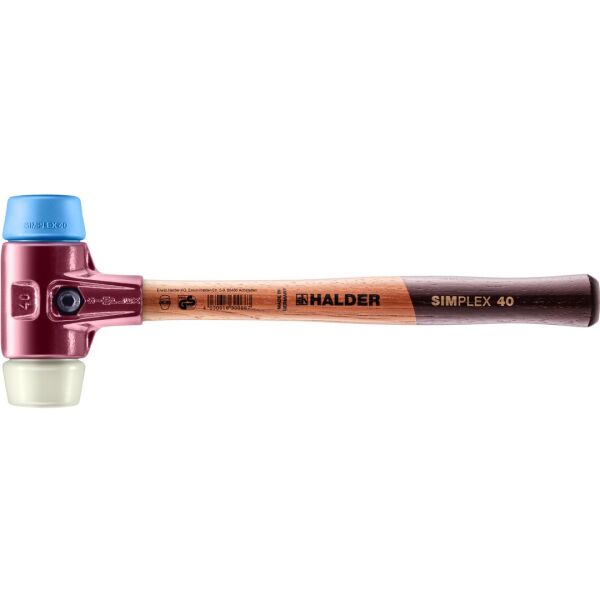 HALDER SIMPLEX Schonhammer Ø 40 mm TPE-soft blau / Nylon mit Tempergussgehäuse | Gravur möglich