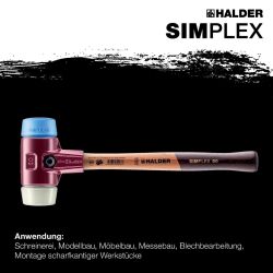 HALDER SIMPLEX Schonhammer Ø 50 mm TPE-soft blau / Nylon mit Tempergussgehäuse | Gravur möglich