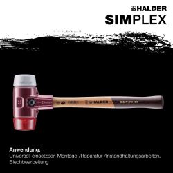 HALDER SIMPLEX Schonhammer Ø 40 mm TPE-mid grau / Plastik rot mit Tempergussgehäuse