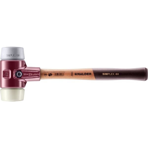 HALDER SIMPLEX Schonhammer Ø 60 mm TPE-mid grau / Nylon mit Tempergussgehäuse