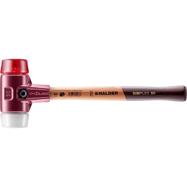 HALDER SIMPLEX Schonhammer Ø 50 mm Plastik rot / Superplastik mit Tempergussgehäuse | Gravur möglich