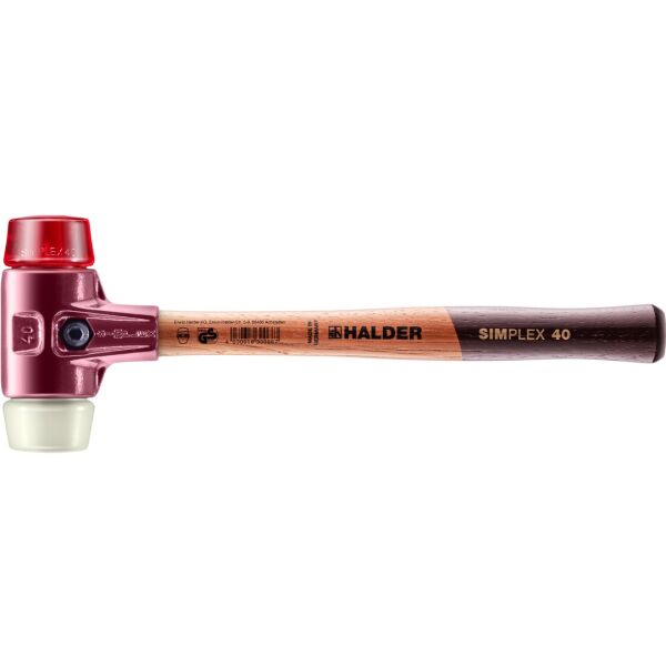 HALDER SIMPLEX Schonhammer Ø 40 mm Plastik rot / Nylon mit Tempergussgehäuse