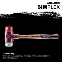HALDER SIMPLEX Schonhammer Ø 50 mm Plastik rot / Weichmetall mit Tempergussgehäuse
