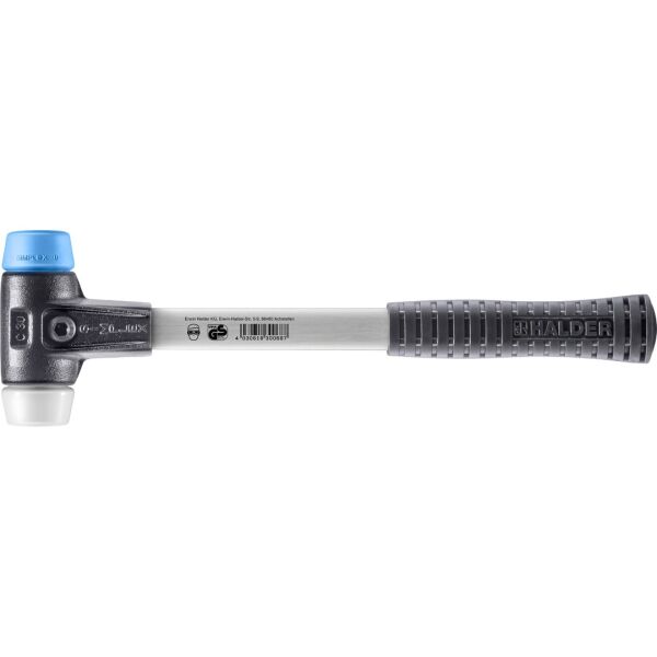 HALDER SIMPLEX Schonhammer Ø 30 mm TPE-soft blau / Superplastik mit verstärktem Tempergussgehäuse und Fiberglasstiel