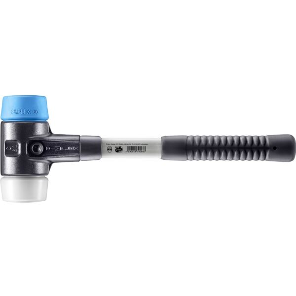 HALDER SIMPLEX Schonhammer Ø 60 mm TPE-soft blau / Superplastik mit verstärktem Tempergussgehäuse und Fiberglasstiel