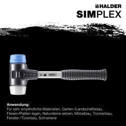 HALDER SIMPLEX Schonhammer Ø 60 mm TPE-soft blau / Superplastik mit verstärktem Tempergussgehäuse und Fiberglasstiel