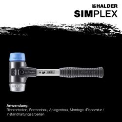HALDER SIMPLEX Schonhammer Ø 40 mm TPE-soft blau / Weichmetall mit verstärktem Tempergussgehäuse und Fiberglasstiel