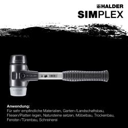 HALDER SIMPLEX Schonhammer Ø 40 mm Gummi schwarz / TPE-mid grau mit verstärktem Tempergussgehäuse und Fiberglasstiel