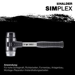 HALDER SIMPLEX Schonhammer Ø 40 mm Gummi schwarz / Weichmetall mit verstärktem Tempergussgehäuse und Fiberglasstiel