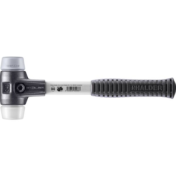 HALDER SIMPLEX Schonhammer Ø 40 mm TPE-mid grau / Superplastik mit verstärktem Tempergussgehäuse und Fiberglasstiel