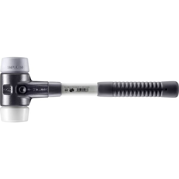 HALDER SIMPLEX Schonhammer Ø 60 mm TPE-mid grau / Superplastik mit verstärktem Tempergussgehäuse und Fiberglasstiel