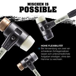 HALDER SIMPLEX Schonhammer Ø 50 mm TPE-mid grau / Nylon mit verstärktem Tempergussgehäuse und Fiberglasstiel
