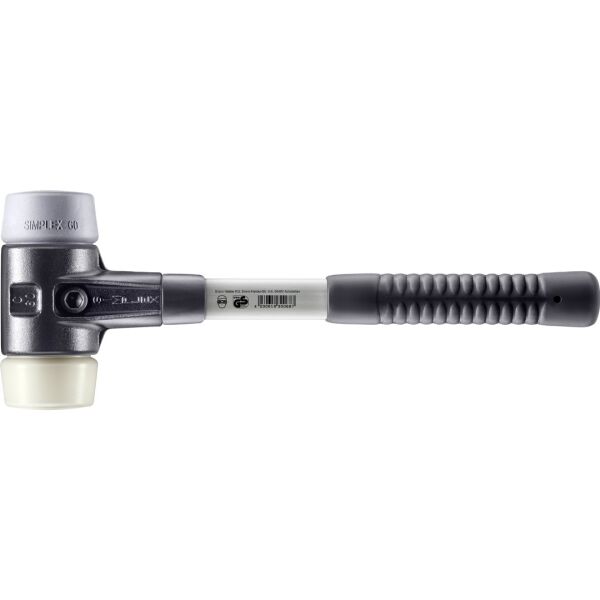 HALDER SIMPLEX Schonhammer Ø 60 mm TPE-mid grau / Nylon mit verstärktem Tempergussgehäuse und Fiberglasstiel