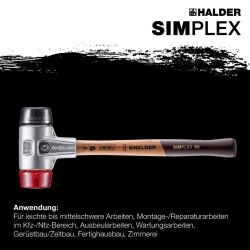 HALDER SIMPLEX Schonhammer Ø 30 mm Gummi schwarz / Plastik rot mit Aluminiumgehäuse