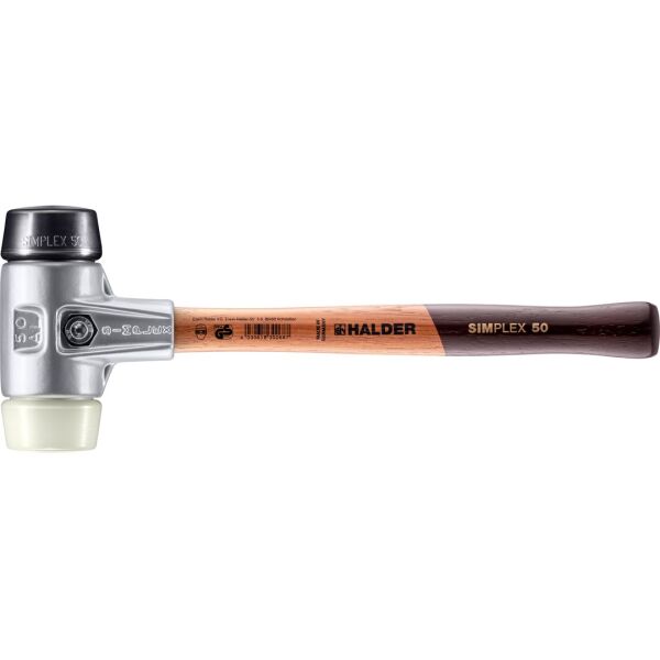 HALDER SIMPLEX Schonhammer Ø 50 mm Gummi schwarz / Nylon mit Aluminiumgehäuse
