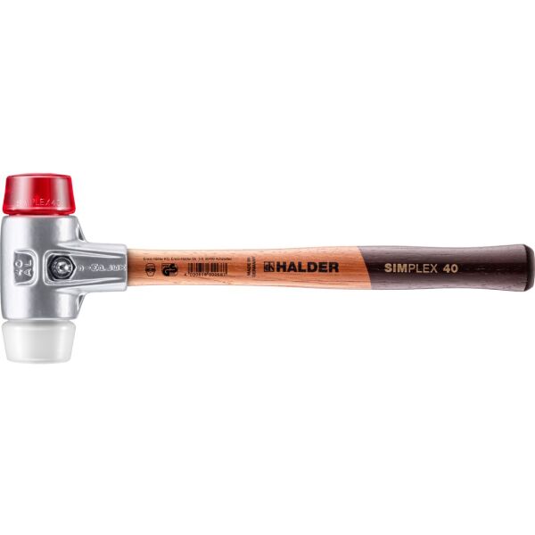 HALDER SIMPLEX Schonhammer Ø 40 mm Plastik rot / Superplastik mit Aluminiumgehäuse | Gravur möglich