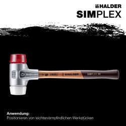 HALDER SIMPLEX Schonhammer Ø 50 mm Plastik rot / Superplastik mit Aluminiumgehäuse