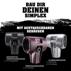 HALDER SIMPLEX Schonhammer Ø 60 mm Plastik rot / Superplastik mit Aluminiumgehäuse