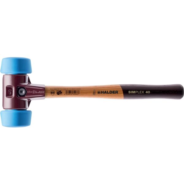 HALDER SIMPLEX Schonhammer Ø 50:40 mm TPE-soft blau mit Tempergussgehäuse