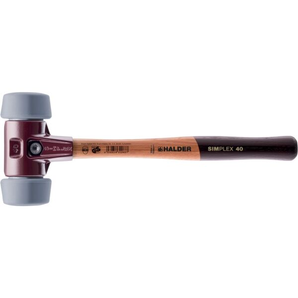 HALDER SIMPLEX Schonhammer Ø 50:40 mm TPE-mid grau mit Tempergussgehäuse